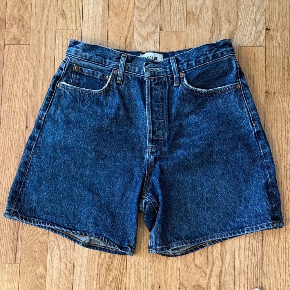 Dame Agolde Dark Indigo High-Rise Denim Shorts